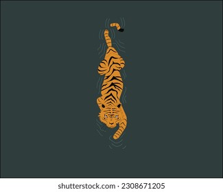 Tiger silently crossing the river for a successful hunt