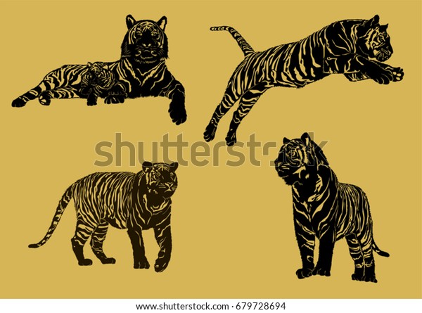Tiger Silhouette Stock Vector Royalty Free 679728694 Shutterstock 