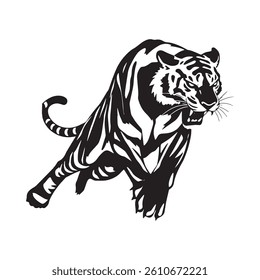 Tiger Silhouette, Black White Illustration, tiger logo