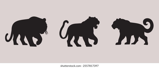 tiger silhouette bundle vector illustration