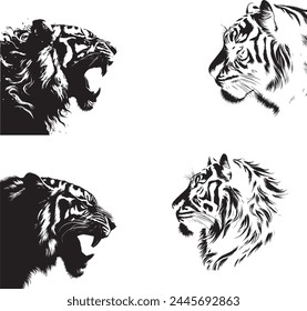 Tiger silhouette collection. Logo set.