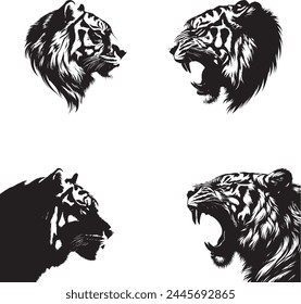 Tiger silhouette collection. Logo set.