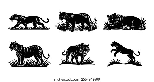 Tiger Silhouette Collection vector icon.