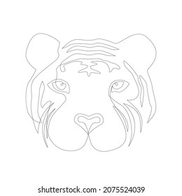 Silueta de tigre en continuo estilo de dibujo de una línea Símbolo de 2022 año. Logo del Tigre. Ilustración vectorial aislada en blanco.