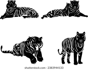 Tiger silhouette design on white background