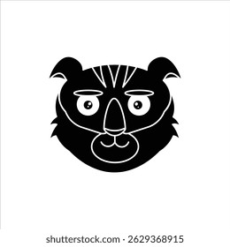 tiger silhouette, Tiger Head Silhouette - Animal Icon, Black silhouette vector illustration of a cute tiger head. Perfect for icons, logos, signs, and flat graphic designs.