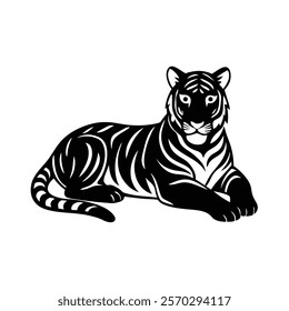 Tiger silhouette icon vector design of lying down