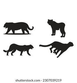 tiger silhouette illustration a set