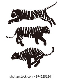 Tiger Silhouette illustration set in black and white