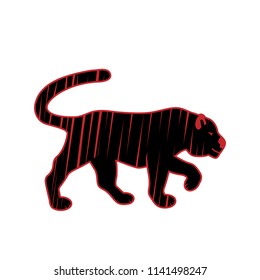 tiger silhouette isolated on white background. tiger logo - vector illustration