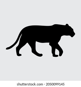 Tiger Silhouette, Tiger Isolated On White Background