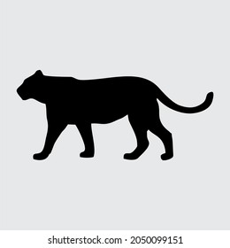 Tiger Silhouette, Tiger Isolated On White Background