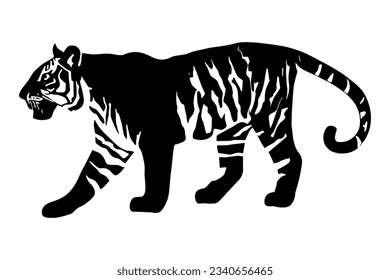 Tiger silhouette isolated on white background. Vector illustration