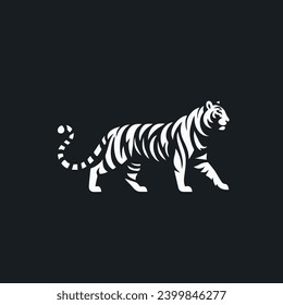 Tiger silhouette logo design inspiration with a flat design using a black color