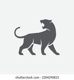 Tiger Silhouette Logo Icon. Wildcat  Design Element. Puma. Jaguar. Leopard Icon. Vector Illustration