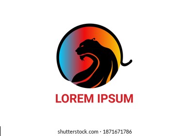 Tiger silhouette Logos With Rainbow Gradients background