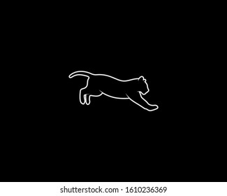 Tiger Silhouette on Black Background. Isolated Vector Animal Template for Logo Company, Icon, Symbol etc