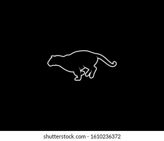 Tiger Silhouette on Black Background. Isolated Vector Animal Template for Logo Company, Icon, Symbol etc