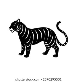 Tiger silhouette with raised tail icon vector design