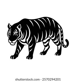 Tiger silhouette stalking prey vector icon design