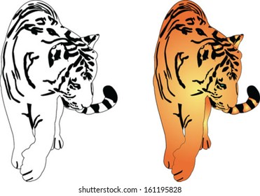 tiger silhouette - vector