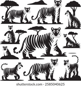 Tiger silhouette vector art design