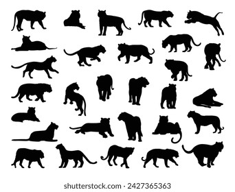 Tiger silhouette vector art white background