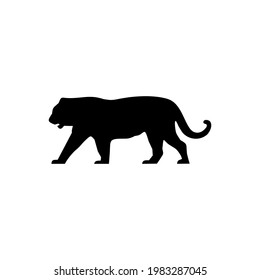 Tiger Silhouette - Vector Flat Design Illustration : Suitable for Animal Theme and Other Graphic Related Assets.