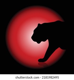tiger silhouette vector with glowing background