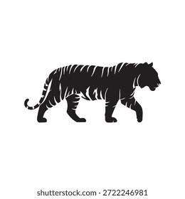Diseño de Ilustración vectorial de silueta de tigre sobre fondo blanco