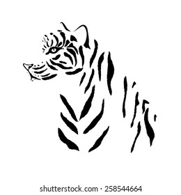 Tiger silhouette. Vector pattern