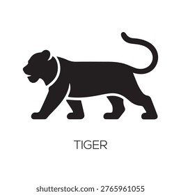 Tiger Silhouette Vector Standing Wild Animal Black Illustration