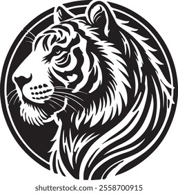 tiger silhouette in vector style with a white background.