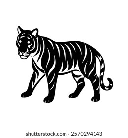 Tiger silhouette walking in action vector icon design