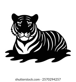 Tiger silhouette in water vector icon design