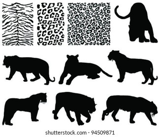 tiger silhouettes and skins-vector