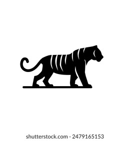 tiger silhouette,simple tiger vector on white background 