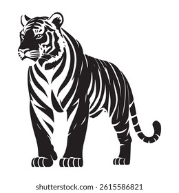 a tiger silhoutte vector style white background