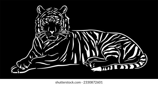 Tiger Sitting | CNC | Router | Laser Cutting svg