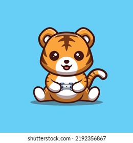 Logo de la mascota de caricatura Kawaii creativa para juegos de tigres