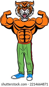 Tiger six pack cartoon.Vector clip art illustration. All in a single layer.