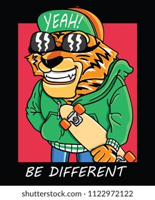 diseño vectorial de patinaje tigre