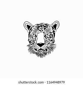 Tiger sketch isolated background.
