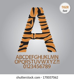 Tiger Skin Alphabet and Digit Vector