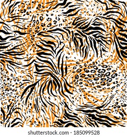 Tiger skin background. Animal seamless pattern