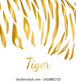 Tiger skin imitation.Tiger abstract pattern. Vector print. Realistic texture of animals. Golden stripes isolated on white background. May be applied to clothing, paper or cloth.