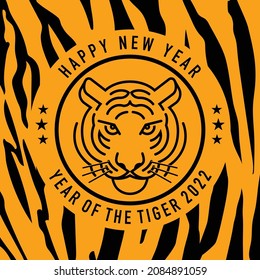 Tiger skin pattern background banner with 2022 calendar concept, tiger of the year, vector illustration and flat design.