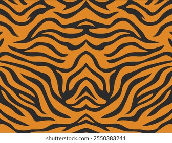 Tiger skin pattern texture orange stripe repeated vector Design