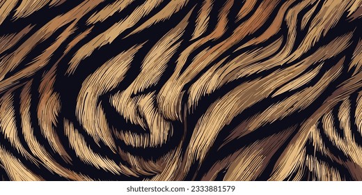 Tiger Skin Pattern Vector Illustration Seamless Design. Animal Striped Skin Fur Pattern Texture Background
 svg