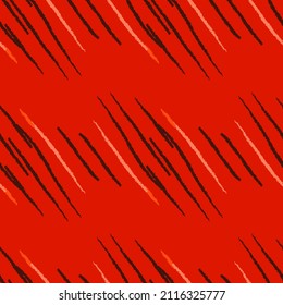 Tiger skin seamless pattern. African print fabric. Repeated texture in doodle style for wrapping paper, wallpaper, tissue. Vector illustration.